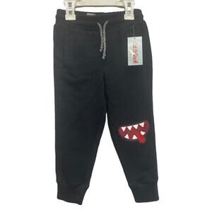 New Cat & Jack Size 3T PolyCotton Mouth Decal Drawstring Waist Jogger Pants